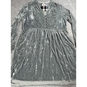 Anthro Holding Horses Women's L Ice Blue Velvet Knee Length Frontier Chic Dress